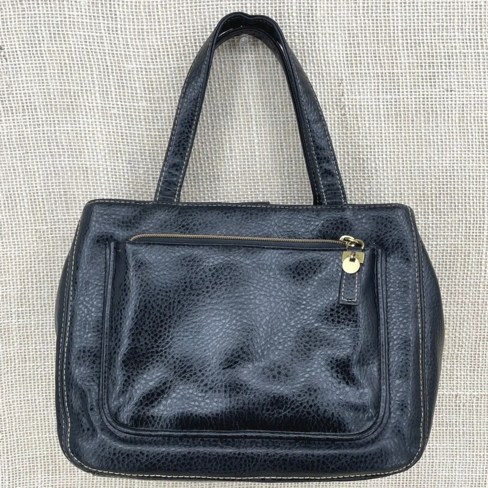Relic Black‎ Pebbled Faux Leather Satchel Crossbody Handbag Triple Compartment
